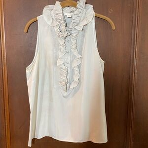 J. Crew Ruffle Front Blouse in Cream